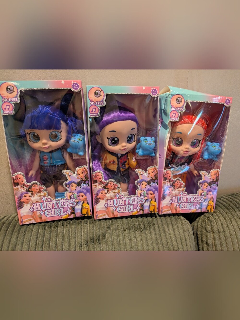 New 3 Kpop Demon Hunters Singing Doll Set
